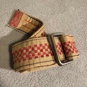 rmani Exchange Tan and red checkered square‎ belt